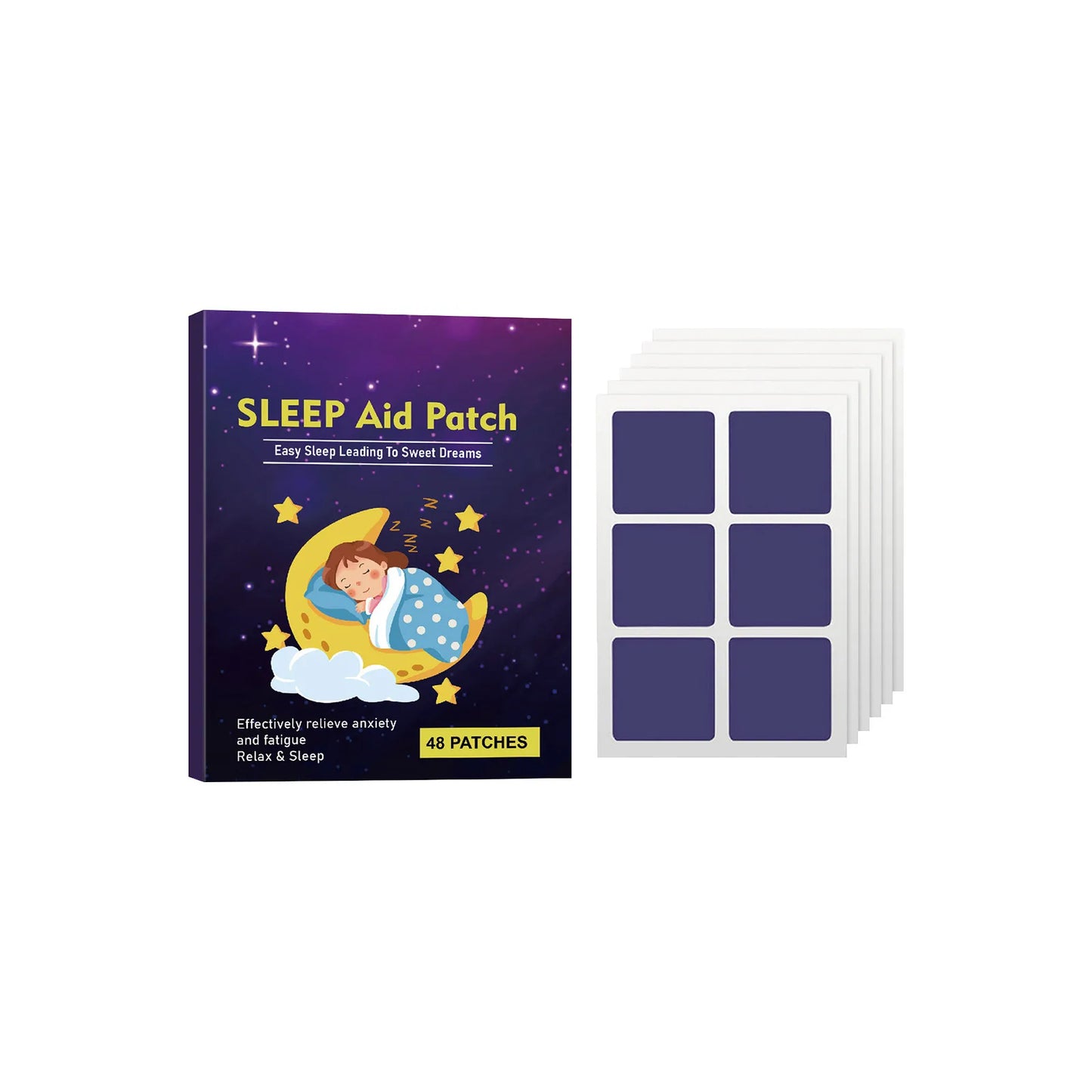 48pcs Sleep Aid Patch Relieve Stress Anxiety Treat Insomnia Sticker Fall Asleep Quickly Stickers Easy To Use Sleep Patch